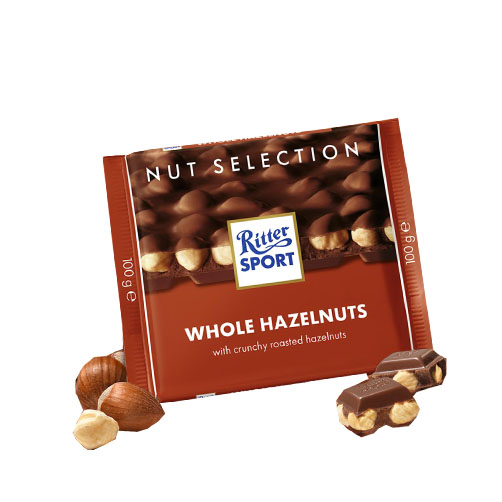 Sôcôla nhân Hạt dẻ nguyên hạt "Whole Hazelnuts" hiệu Ritter Sport - thanh 100g 1 ritter whole hazelnut new