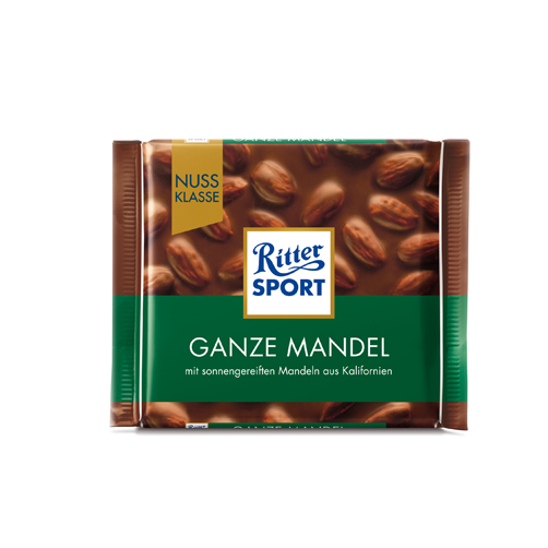 Sôcôla Ritter Sport hạnh nhân nguyên hạt "GANZE MANDEL" – gói 100g 1 scl ritter sport ganze