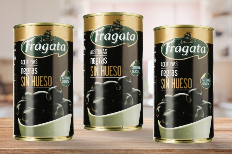 Trái ô liu đen tách hạt Fragata hộp 350g 10 trai oliu den tach hat Fragata thom ngon