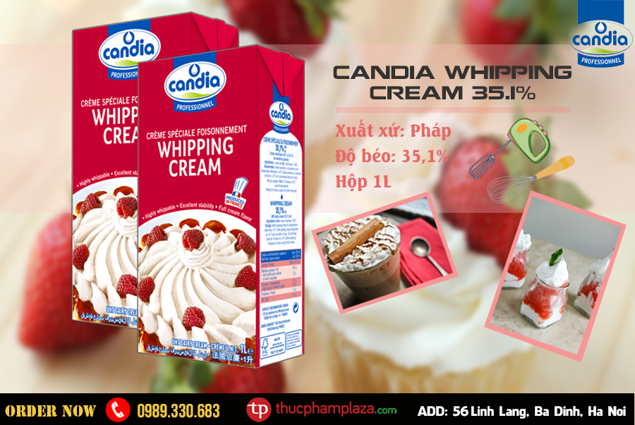 Kem tươi whipping Candia cực tốt tại Thực Phẩm Plaza 1 whipng candia large
