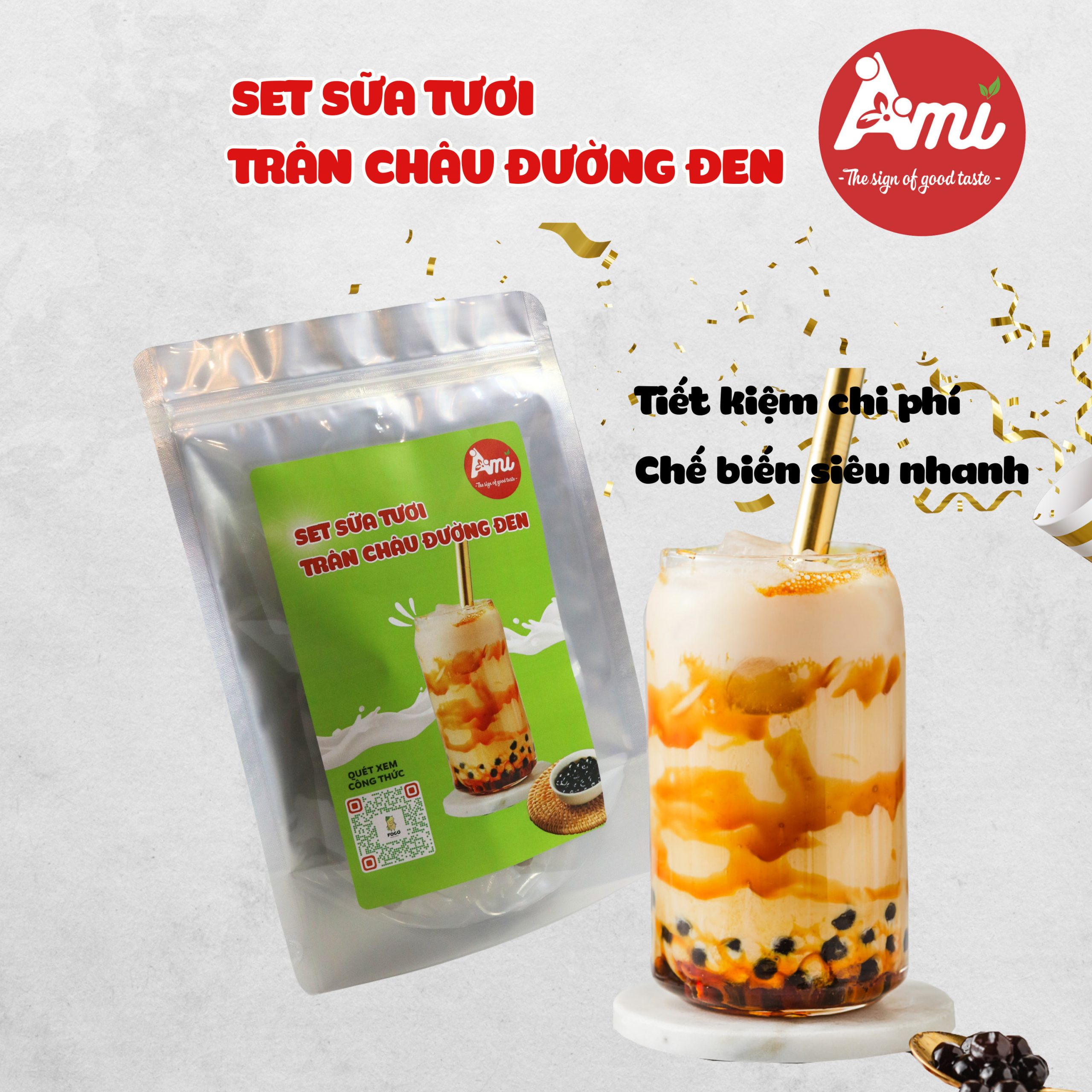 Set sữa tươi trân châu đường đen 1 set sữa tươi trân châu đường đen