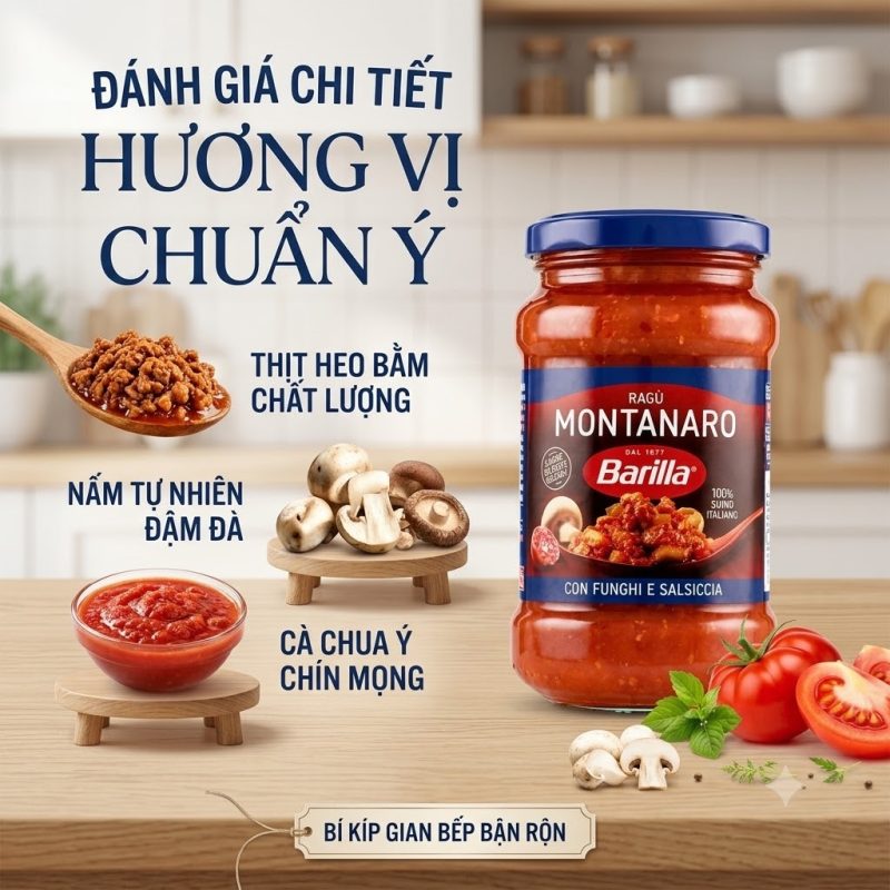 Đánh giá chi tiết Sốt Barilla Ragu Montanaro – Hương vị chuẩn Ý cho bữa ăn hiện đại 2 sot barilla ragu anh Bai 1