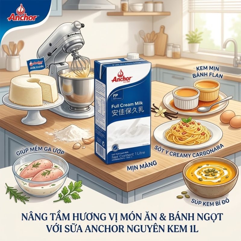 Nâng tầm hương vị món ăn và bánh ngọt cùng Sữa Anchor 1L 1 sua Anchor nguyen kem 1L Bai 2 1