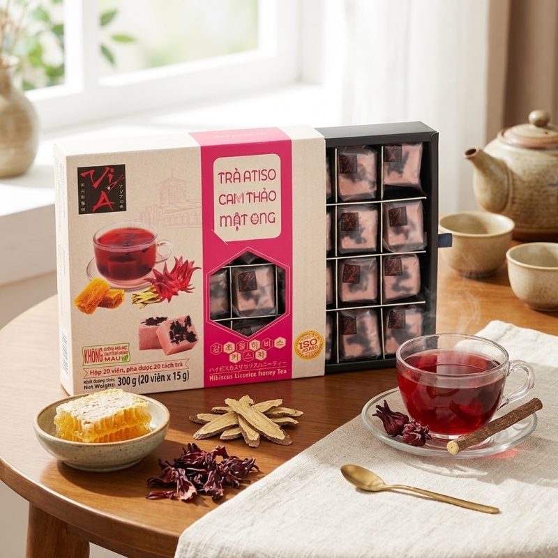 Trà atiso cam thảo mật ong Golden Farm 300g (15g x 20 viên) 4 tra atiso cam thao mat ong