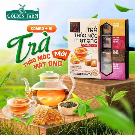 Trà thảo mộc mật ong combo 4 vị Golden Farm 300g (15g x 20 viên) 3 tra thao moc 4 vi anh 4