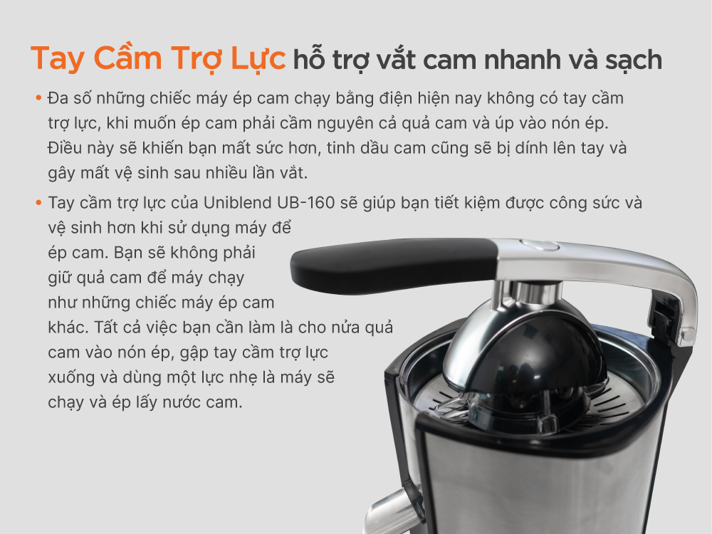 Máy ép cam Uniblend UB-160 hiện đại, vệ sinh tiện lợi 4 ub 160 02