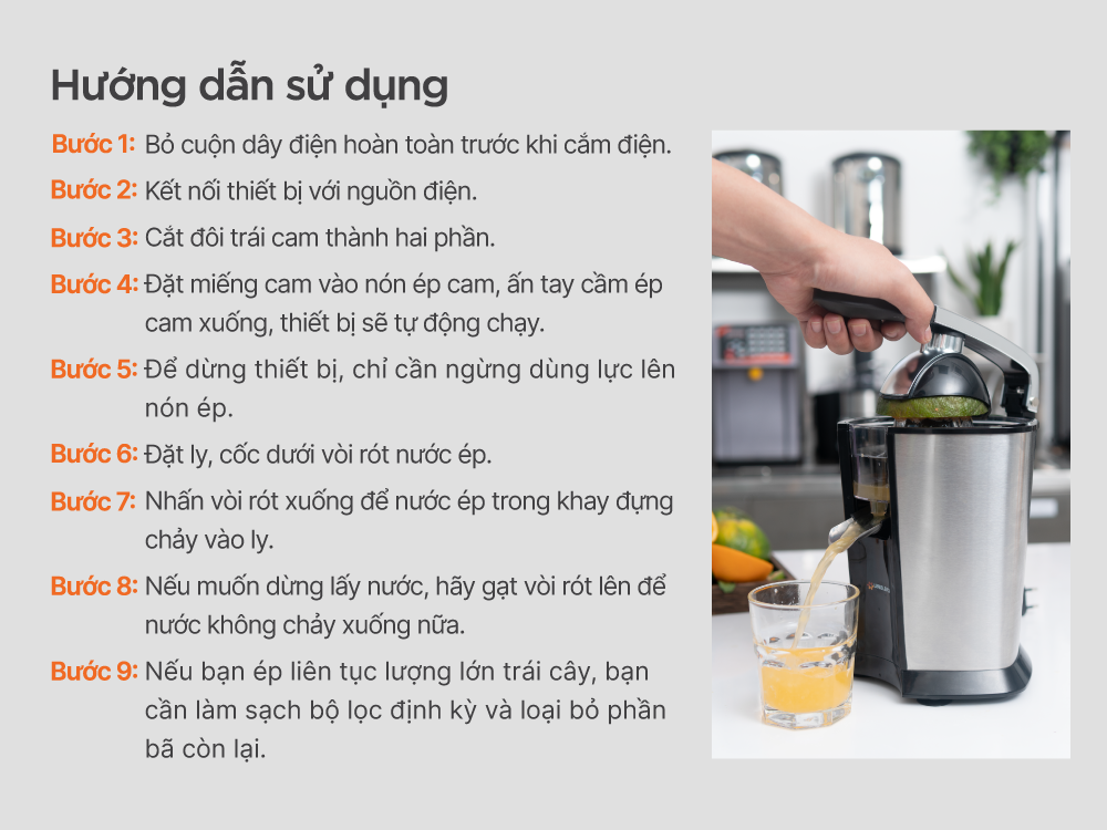 Máy ép cam Uniblend UB-160 hiện đại, vệ sinh tiện lợi 3 ub 160 10