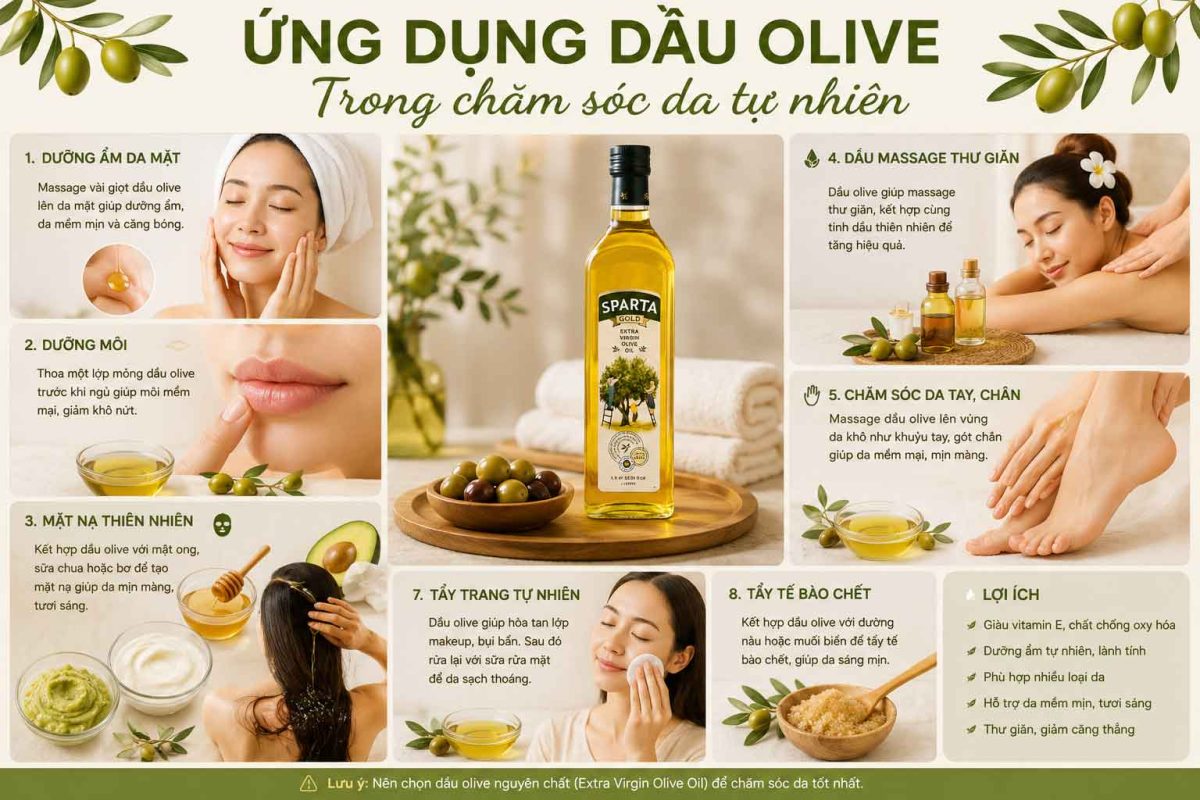 Bí mật cách dùng dầu oliu trong chăm sóc da tự nhiên 2 ung dung dau oliu trong lam dep