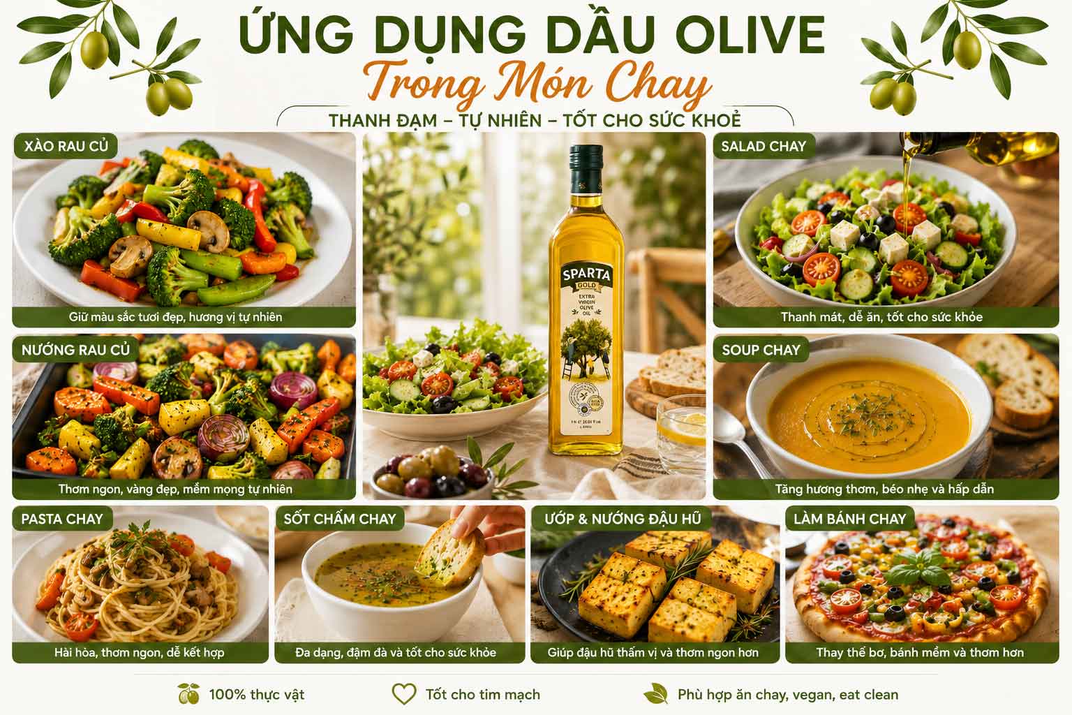 ung dung dau oliu trong mon chay